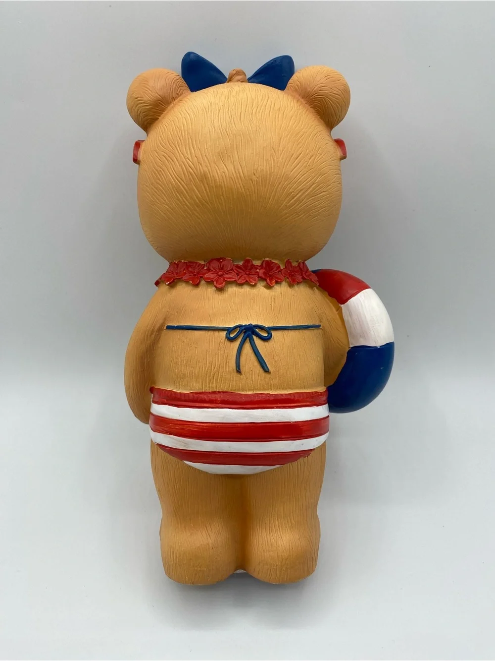 Patriotic Resin Summer Fun Decor Bear Wearing Swimsuit & Floaty Figurine 9